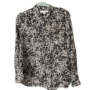XIRENA 100% Gauze Cotton Leopard Print Button Up Shirt Top Size S